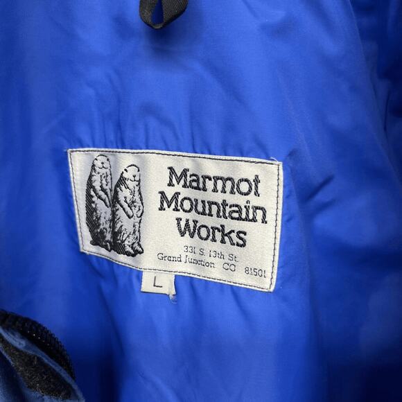 Marmot Mountain Works Gore-Tex Vintage 80s(?) Blue Rain Jacket Parka Large - Picture 4 of 16